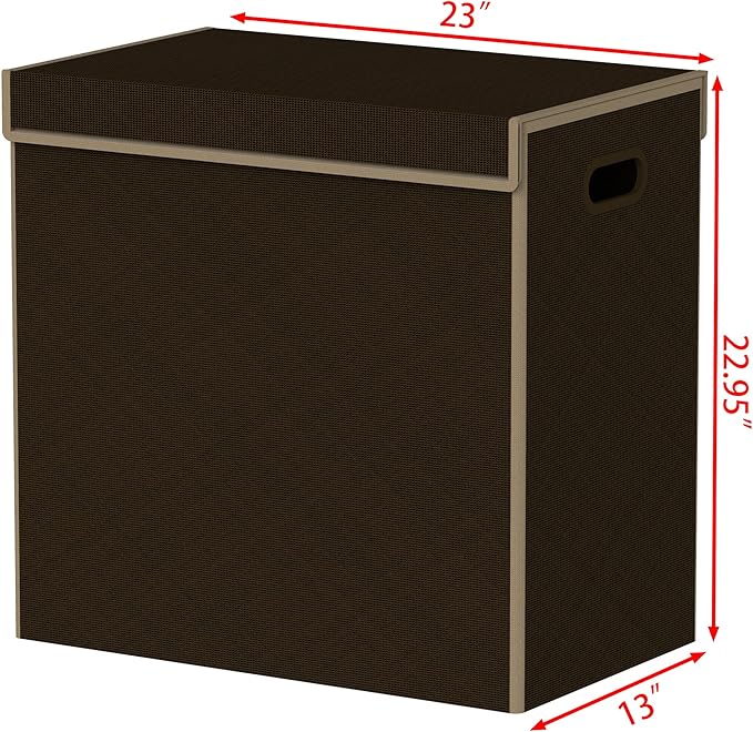 Simple Houseware Double Laundry Hamper with Lid & Removable Bags, Brown