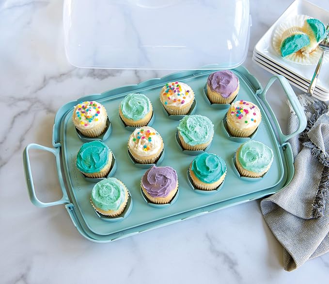 Nordic Ware Cakes and Cupcakes Carrier, Blue