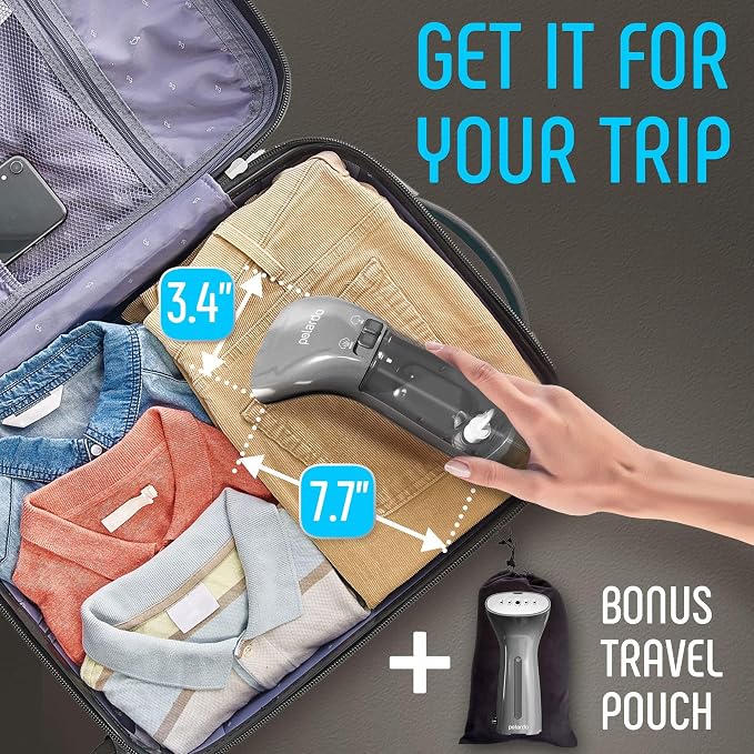 Steamer for Clothes, Hand Held Portable Travel Garment Steamer, Metal Steam Head, 25s Heat Up, Pump System, Mini Size, Handheld Steamer for Any Fabrics, No Water Spitting (120, Volts)