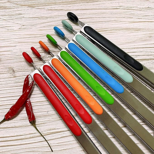 18 inch Extra Long Grill Tongs (1 orange + 1 blue), with Silicone Tip Head, Stainless Steel Barbecue Tongs with Long Handle, Large Sized Food Tong, Extended Serving Tong