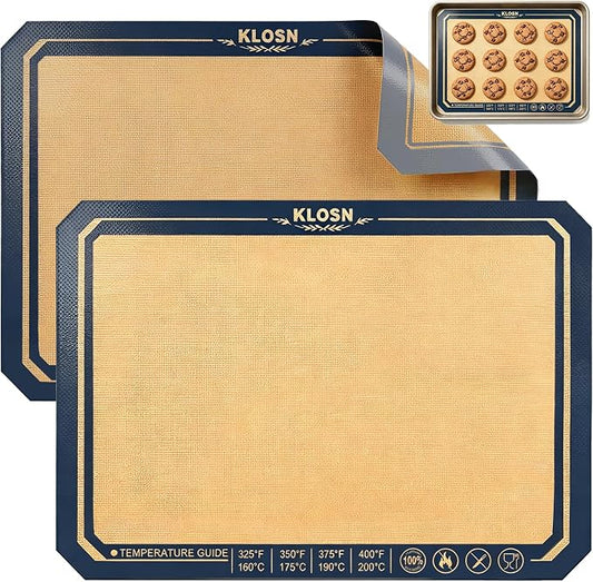 Silicone Baking Mat 16.5″ × 11.6″- 2 Pack, Non-Stick & 500°F Heat Resistant Macaron Silicone Mats, Easy to Clean Reusable Food-Grade Silicone Cookie Sheet for Baking Supplies Fit Half Sheet Pan