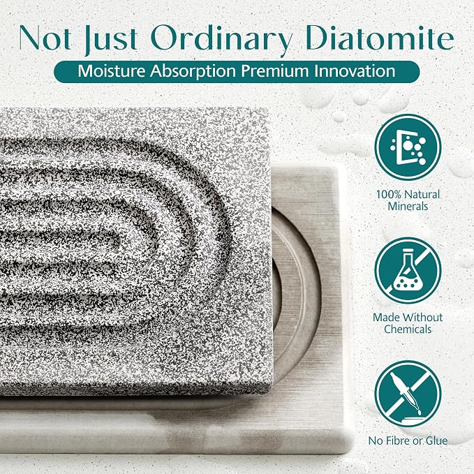 Stone Faucet Mat for Kitchen Sink, Diatomite Stone Drying Mat for Kitchen Counter, 2026 Upgraded Dishwasher-Safe & Ultra Absorbent, Food-Grade Stone Dish Drying Mat for Bottles & Utensils (20" x 3.9")