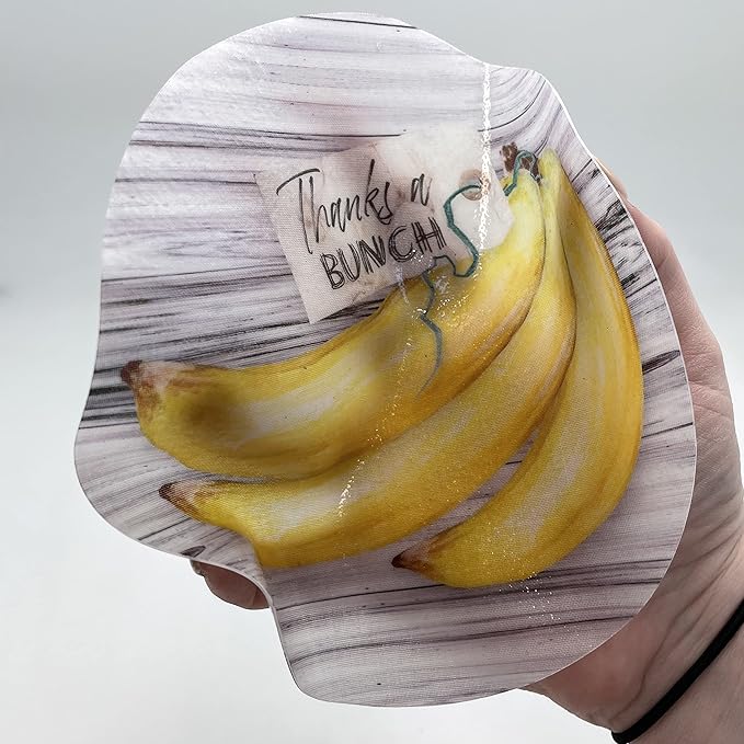 Andreas Silicone Jar Opener, Thank You Banana – 6.25" Non-Slip Lid Gripper & Garlic Peeler, Dishwasher Safe, Multi-Use, Durable Silicone & Fabric, Made in the USA, JO-GGBA
