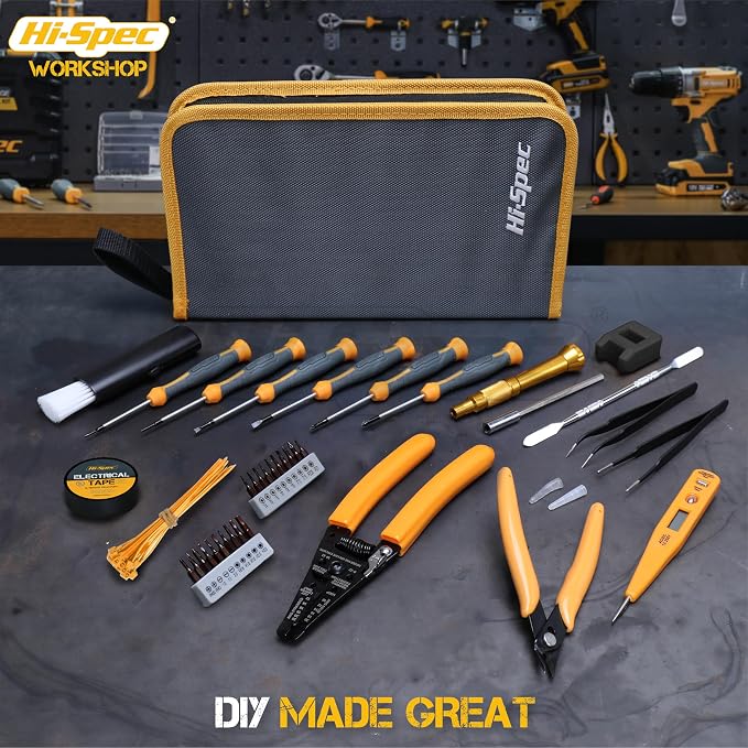 Hi-Spec Electronics Repair & Opening Tool Kit for Laptops Phones Devices | 39pc, everyday fixes made easier, organized portable storage, beginner-friendly selection, apartment and office tasks, tidy