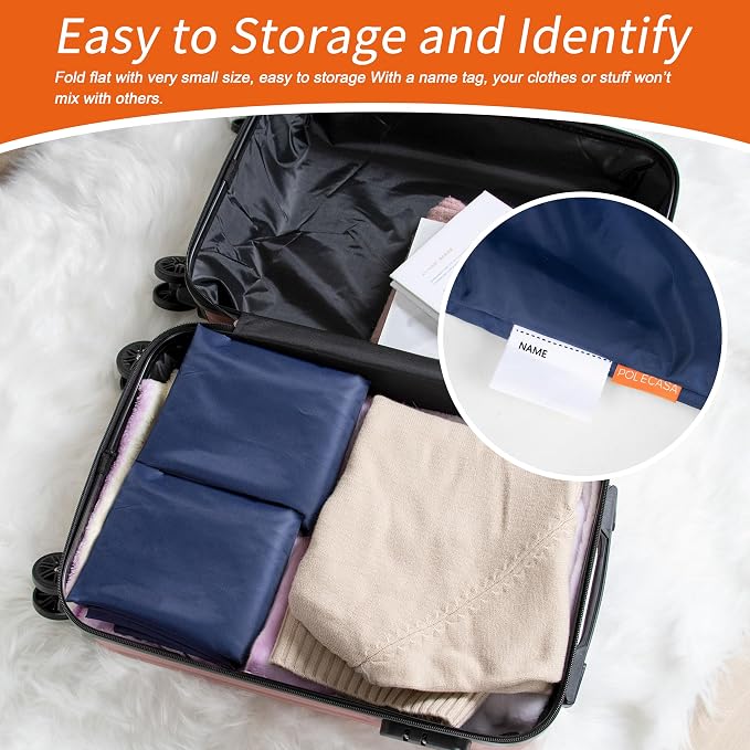 Extra Heavy-Duty Laundry Bag with Handles, Navy, 28x36" | Extra Large, Machine Washable, Reinforced Handles, Drawstring Closure, Name ID Tag, For College Dorm Travel