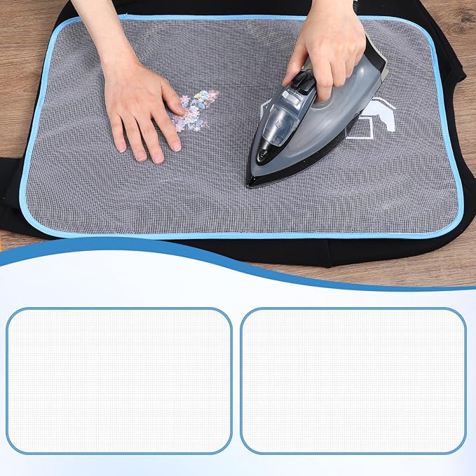 Pressing Cloth for Ironing, 2pcs Ironing Cloth to Protect Clothes Iron Mat Scorch Saving Mesh Insulation Pad for Sewing and Ironing Fabric Protector Tool, Blue(23.62x15.75in)