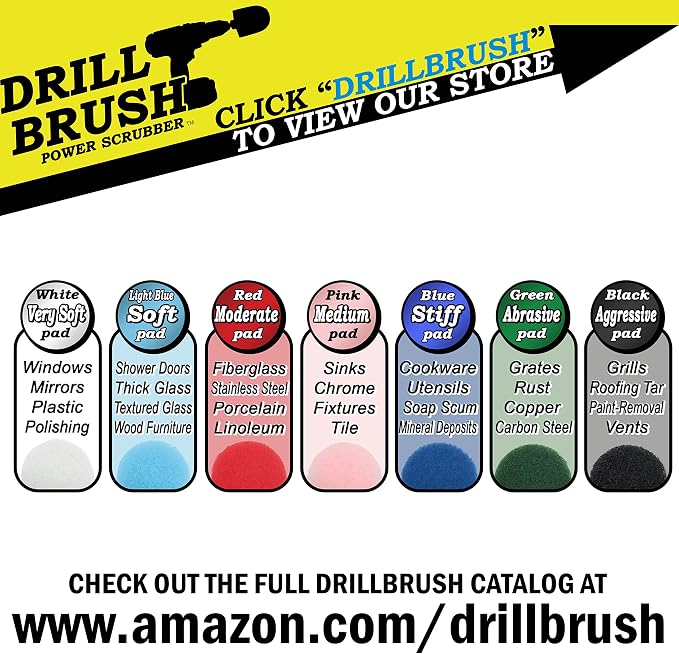 Bath Mat - Bathroom Sink - Hard Water Stain Remover - Shower Door Cleaner | Drill Brush - Cleaning Supplies - Bathroom Accessories - Scrub Pads - Shower Cleaner - Bathtub - Scrubber - Glass Cleaner