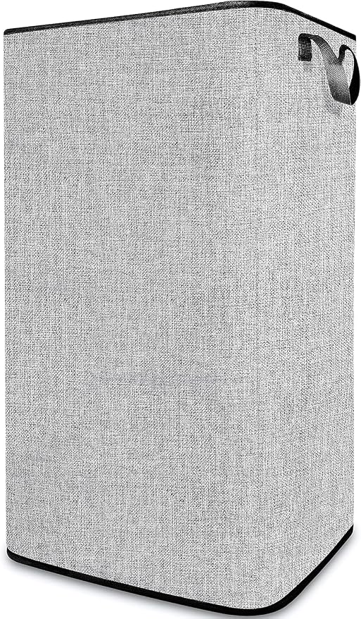 SNIGJAT Large Laundry Basket, 80 L Collapsible Tall Hamper with Handle Grey | Dirty Clothes Hamper for Bedroom, Rectangular Sturdy Laundry Basket for College, Dorm, Towels, Toys