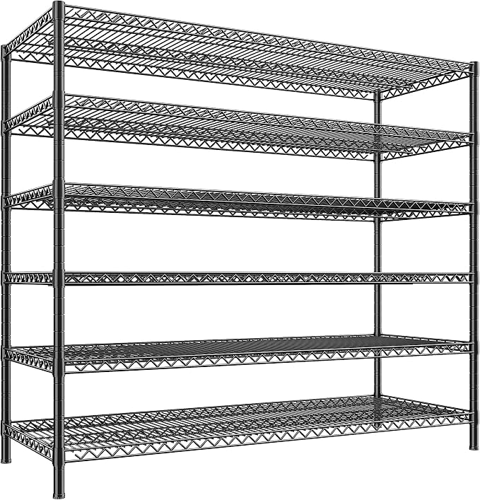 REIBII Storage Shelves, 3840LBS Heavy Duty&Adjustable Height for Basement | 55.5" W Shelf Space Saving, 6 Tier Freestanding, Powder Coated, Anti-Tipping Device, Moisture Resistant, for Garage