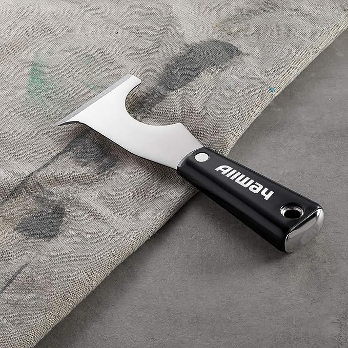ALLWAY NXG1 Ergonomic Grip 6-in-1 Painter's Multi Tool with Hammer End | Ergonomic Grip, Built-in Hammer End, Roller Scraper, Can Opener, Scraper, Chisel, Crack Opener