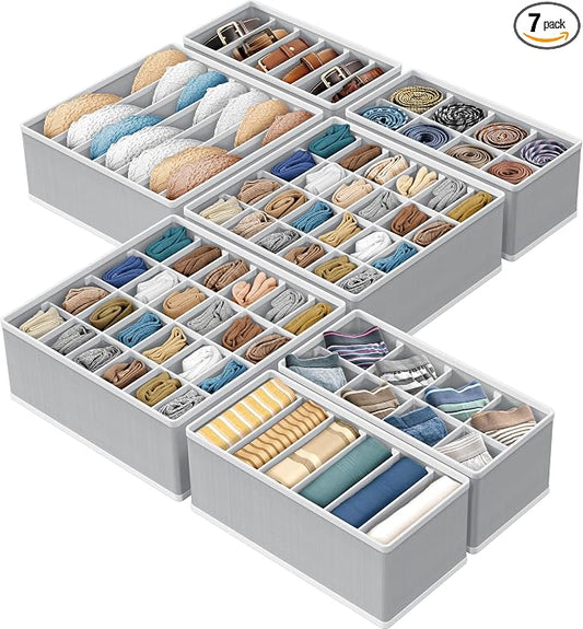 Simple Houseware Closet Underwear Organizer Drawer Divider Assorted 7 pcs | Gray