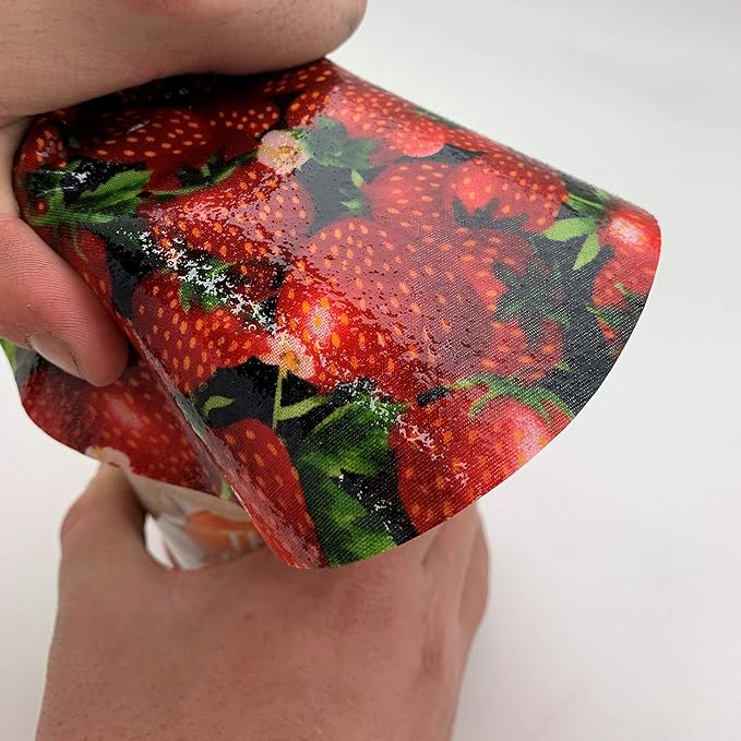 Andreas Silicone Jar Opener, Strawberries – 6.25" Non-Slip Lid Gripper & Garlic Peeler, Dishwasher Safe, Multi-Use, Durable Silicone & Fabric, Made in the USA, JO-926