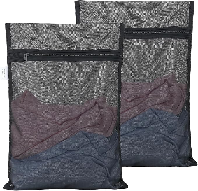 OTraki 2 Pack Durable Mesh Laundry Bags for Delicates 12x16 Inches | Breathable Washing Bags with Sturdy Zipper Reusable Lingerie Bags for Clothes Pants Underwear Bra Socks