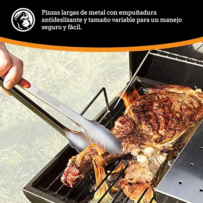 Mountain Grillers Grill Tongs for Cooking BBQ - 12 & 16" Set of 2 Heavy Duty for Serving Food Rubber Grips Long Locking Stainless Steel Kitchen Tongs & Barbecue No More Burnt Hands Heat Resistant