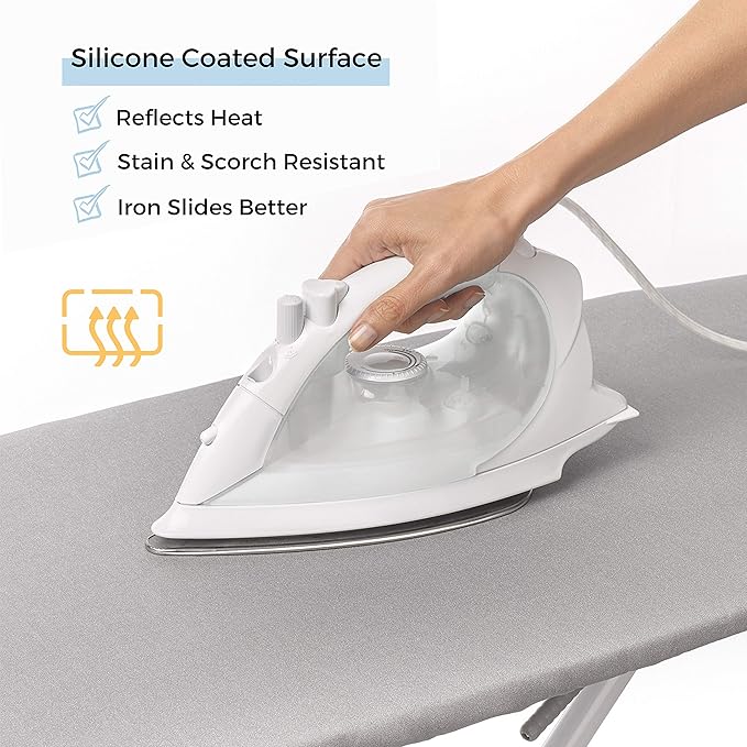 SAVUK Ironing Board Cover and Pad Standard Size Silicone Coated 4 Layers 15x54 inch Extra Heavy Duty Thick Padding, Heat Reflective, Non Stick Scorch and Stain Resistant