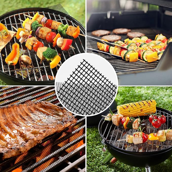 Dailyart Grill Mesh Mat - Set of 5 Non-Stick Mesh Grill Mats for Outdoor Grill -Even Heating&Easy to Clean& Reusable Outdoor BBQ Accessories, Works on Gas, Charcoal, Electric Grills 15.75 x 13 Black