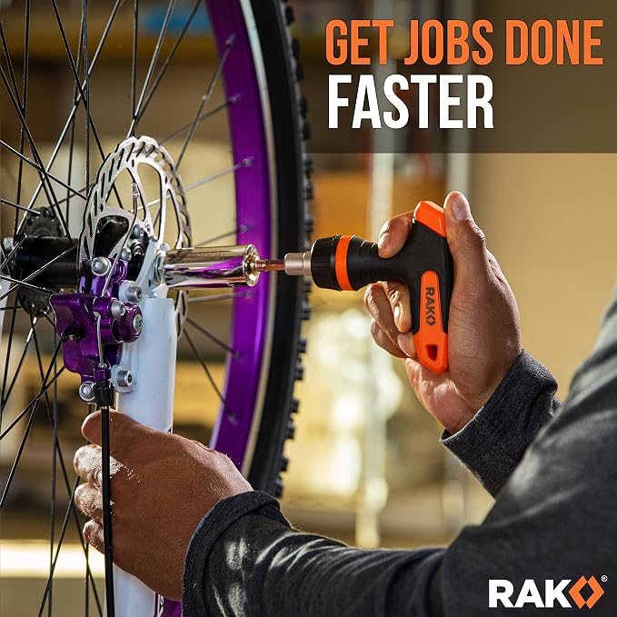 RAK Universal Socket Tool - Birthday Gifts for Men - Set of 15, 1/4-to-3/4-inch Wrench Grip, T-Handle Ratchet Driver, 10 Screwdriver Bits - Gifts for men, Husband, Handyman
