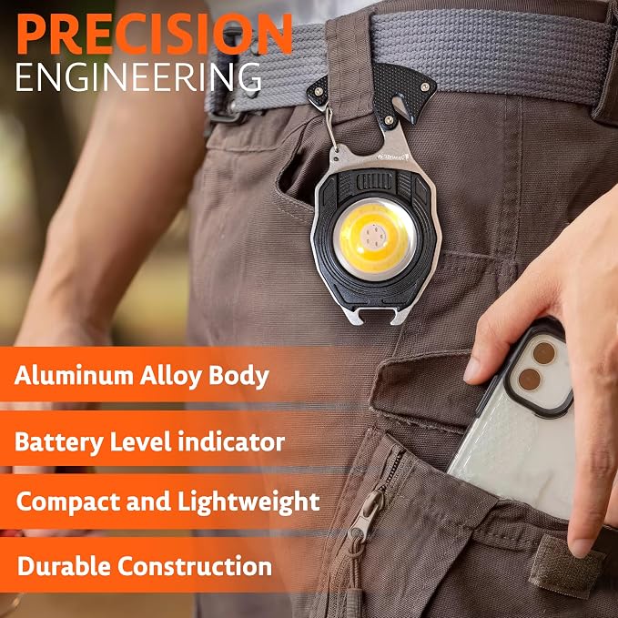 GUARDMAN Fathers Day Gift for Dad – Multitool Survival keychain Tool, LED Flashlight, Carabiner, Fire Starter, Screwdriver, Whistle, Bottle Opener – Camping & Outdoor Multi Tool Gear - 50 Pack