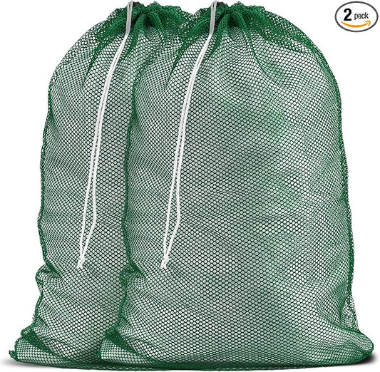 Handy Laundry Mesh XL Laundry Bags - Durable, Machine Washable with Secure Drawstring Closure - Perfect for College Dorms, Laundromats, Apartments (Green, Large 24" x 36", 2-Pack) | 2-Pack, XL 24x36 Mesh Laundry Bag, Secure Drawstring, Heavy Duty, Mach...