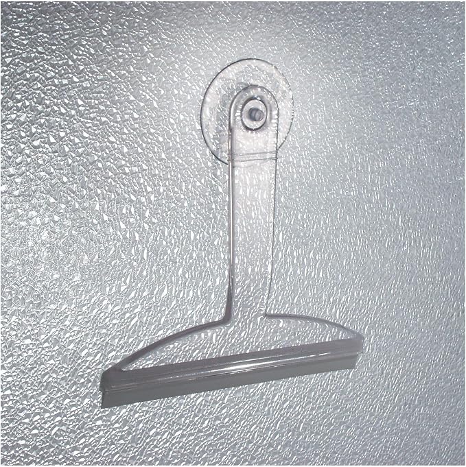 8" Clear Plastic Suction Squeegee Shower Window Cleaner | Suction Storage Hook