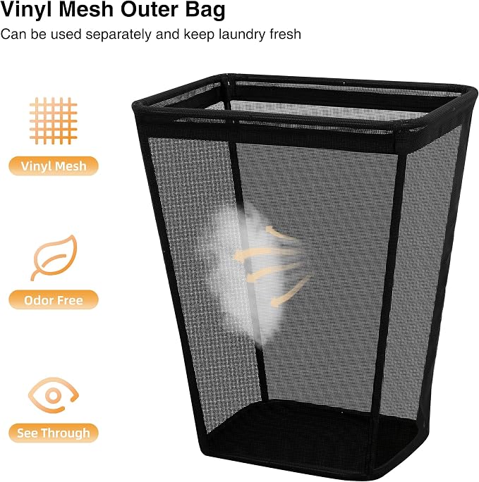 STO STO 75L Laundry Hamper, Space Saving Freestanding Clothes Basket with Iron Frame, Dirty Clothes Storage Bin with Removable Washable Liner for Bedroom, Bathroom, Dorm, Closet, Apartment, Beige