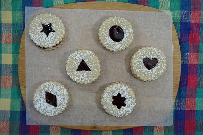 R&M International Traditional Linzer Cookie Cutters, Diamond, Heart, Flower, Triangle, Star, Circle, 6-Piece Set