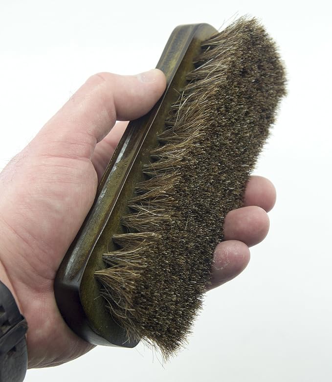 HAND® Solid Brown Wood Natural Horse Hair Brush for Household Use, Garments, Upholstery - 168 x 55 mm, Bristles 28 mm Long