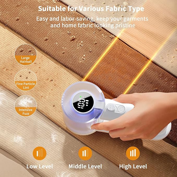 coldSky Large Fabric Shaver, 2-in-1 Electric Fabric Shaver & Lint Remover | 3-Speed Modes, LED Digital Display, Rechargeable, Sweater Defuzzer for Clothes, Furniture, Couch