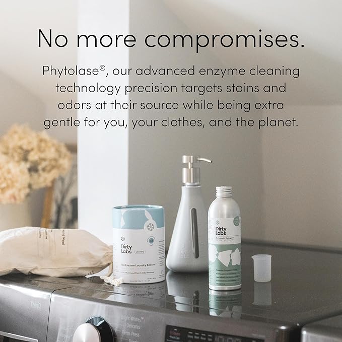 Dirty Labs | Scent Free | Bio Enzyme Laundry Booster | 2-Pack = 96 Loads | Hyper Concentrated | High Efficiency & Standard Machine Washer | Nontoxic, Biodegradable | Stain & Odor Removal Booster