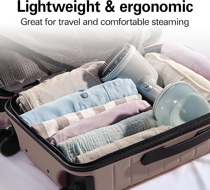Hamilton Beach Handheld Travel Steamer for Clothes, Fabric and Drapes | Light and Handheld |Fast Heatup With 1200 Watts | 400ml Water Tank For 20 Minutes of Continuous Steam | Gray & Blue | 11557