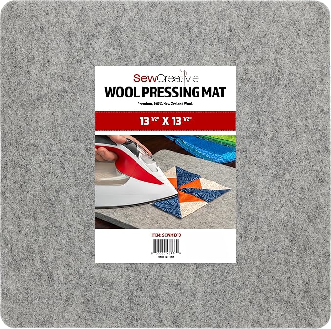 Wool Pressing Mat - Ironing Pad for Quilting & Sewing | Premium 100% New Zealand Felted Wool, by Sew Creative (13-1/2" x 13-1/2")