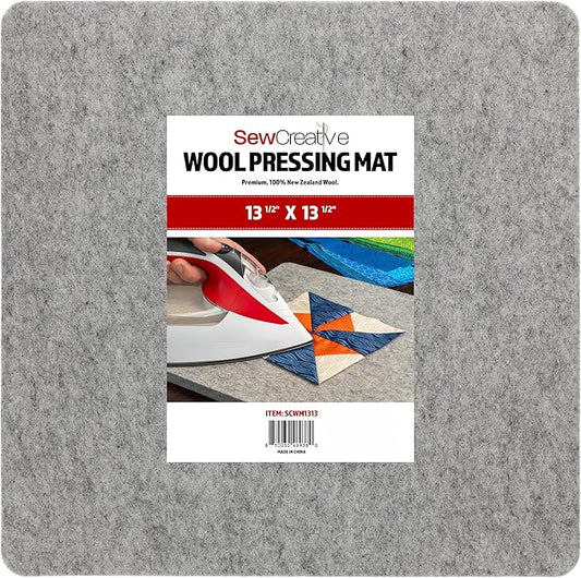 Wool Pressing Mat - Ironing Pad for Quilting & Sewing | Premium 100% New Zealand Felted Wool, by Sew Creative (13-1/2" x 13-1/2")