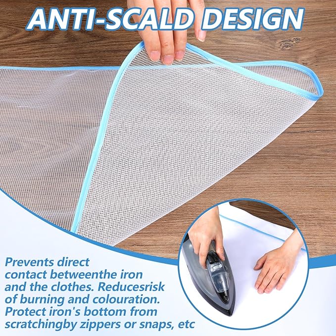 Pressing Cloth for Ironing, 2pcs Ironing Cloth to Protect Clothes Iron Mat Scorch Saving Mesh Insulation Pad for Sewing and Ironing Fabric Protector Tool, Blue(23.62x15.75in)