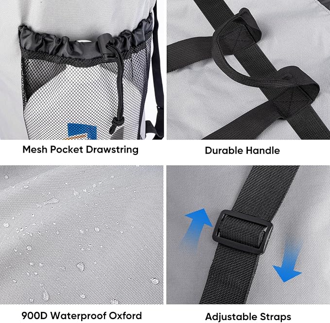 BALEINE 120L Laundry Bag Backpack, 900D Oxford Fabric Large Travel Laundry Bags with Shoulder Straps and 2 Mesh Pockets for College Dorm, Apartment, Laundromat (Gray, 120L)