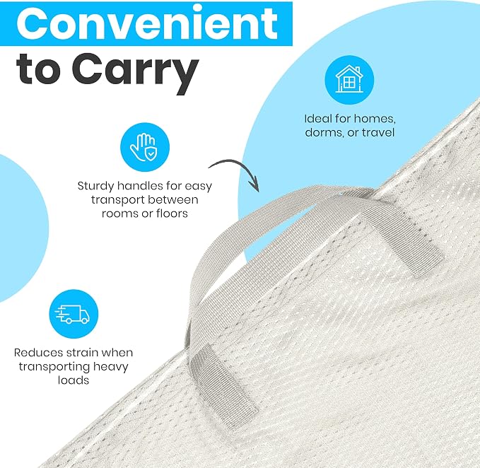 Handy Laundry Mesh XL Laundry Bag 24"x36" with Shoulder Strap, Grey | XL 24x36 Mesh Laundry Bag, Handles & Shoulder Strap, Breathable, Machine Washable, Dorm Travel Bedding, Grey