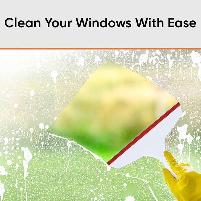 Superio 6” Window Squeegee with Grip Handle and Hanging Hook. (Red)