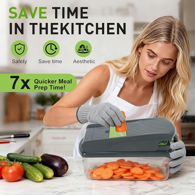 Adjustable Steel Mandoline Slicer Veggie Fruit Kitchen Prep Cutter | Sharp adjustable steel blades, compact structure, quick cleanup, ideal for potato, carrot, onion daily meal prep