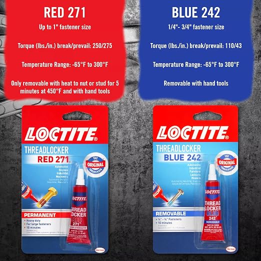 Loctite Threadlocker Blue 242 - Removable Thread Lock Glue for Nuts, Bolts, & Fasteners, Medium Strength Screw Glue to Prevent Loosening & Corrosion - 6 ml, 12 Pack
