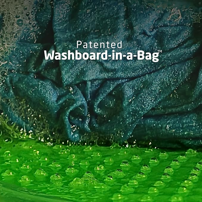 Scrubba Wash Bag Patented Washboard-in-a-Bag™ 5 oz Travel Clothes Washer | Pack Light, Wash Anywhere Fast, Internal Washboard, Machine-Quality Wash, Portable, No Electricity, Camping, RV, Cruises