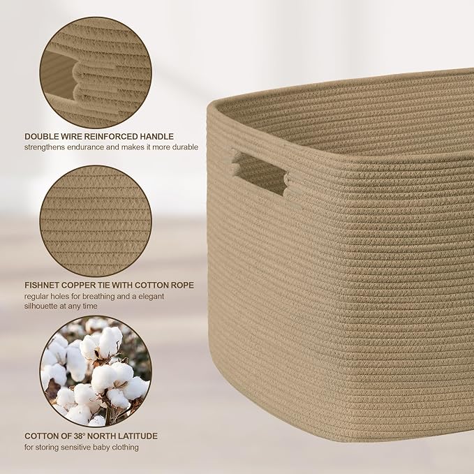 100L Extra Large Woven Laundry Basket Hamper with Handles, Jute | collapsible wicker hamper, storage for dirty clothes, toys, blankets, gifts, living room, bedroom, bathroom, 24"x16"x16"