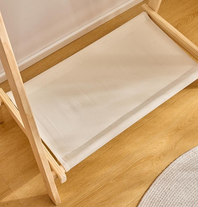 Kids Clothes Rack,Foldable Solid Wood Small Baby Clothes Rack with Bottom Storage Shelf,for Laundry Drying,Mini,Floor Standing,Portable(39.4" L)