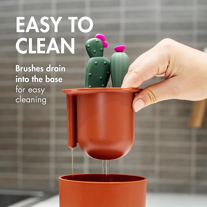 Boon Cacti Bottle Cleaning Brush Set,Terracotta,4 Piece Set,(Pack of 12)