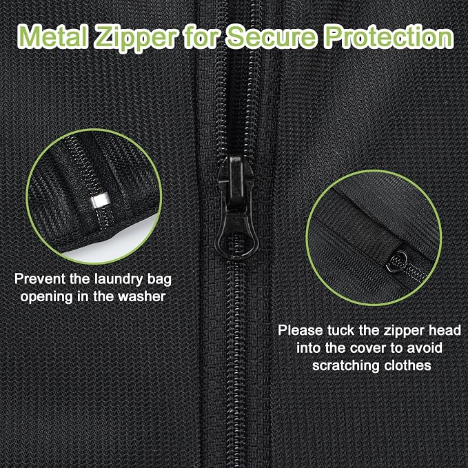 OTraki 2 Pack Durable Laundry Bags with Zipper 20 x 24 Inch, Black | Breathable Mesh Delicates Bag for Washing Machine Travel Large Wash Bags for Bra Sock Underwear Lingerie Blouse, Don't Drying