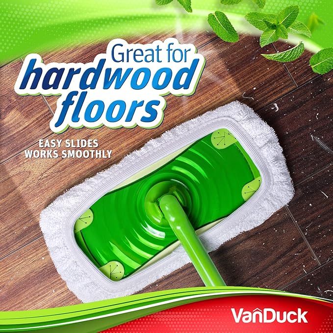 VanDuck Reusable 100% Cotton Mop Pads for Swiffer Sweeper (8-Pack) | Mop not included, reusable terry cloth mop covers, cotton replacement refills, machine washable wet mopping pads