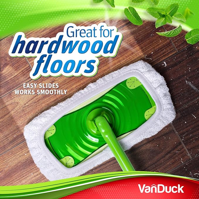 VanDuck Reusable 100% Cotton Mop Pads for Swiffer Sweeper (2-Pack) | Mop not included, reusable terry cloth mop covers, cotton replacement refills, machine washable wet mopping pads