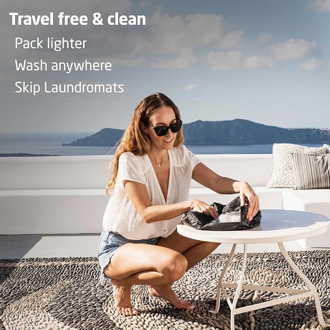 Scrubba Wash Bag Patented Washboard-in-a-Bag™ 5 oz Travel Clothes Washer | Pack Light, Wash Anywhere Fast, Internal Washboard, Machine-Quality Wash, No Electricity, Camping, Backpacking, RV, Cruises