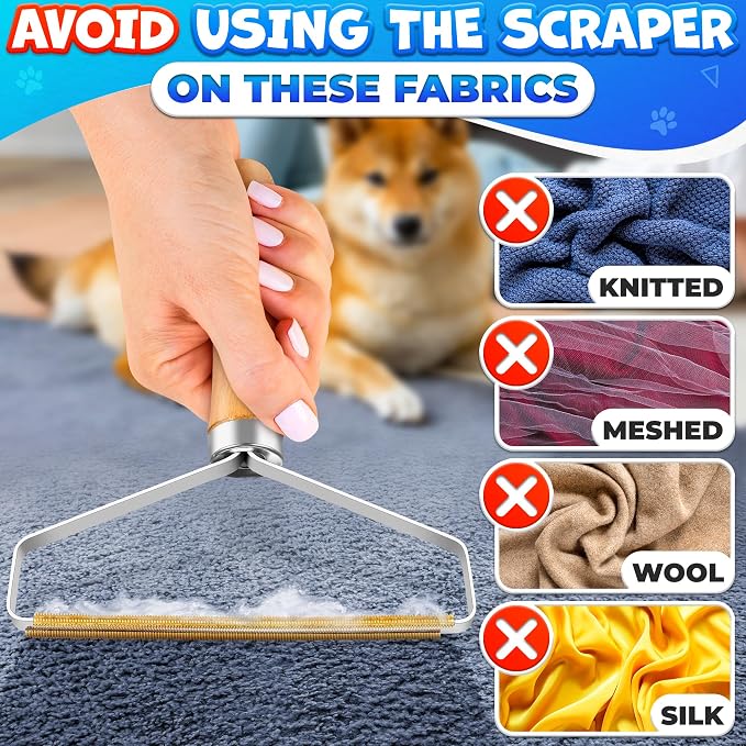 Pet Hair Removers 2 Pack Reusable Metal Lint Remover Tool – Durable Pet Hair Remover Tool with Wooden Handle | Portable Fabric Shaver Fuzz Cleaner for Clothes, Carpet & Furniture, Couch | Portable Fabric Shaver Lifts Fuzz from Clothes, Carpet, Furnitur...
