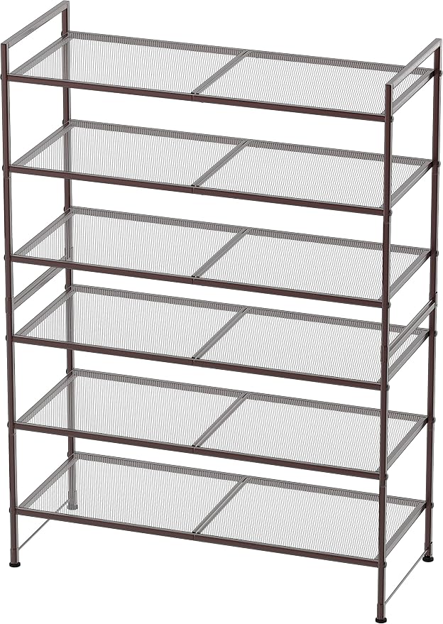Simple Houseware 3-Tier Stackable Mesh Shoe Rack, Bronze | 9 Pairs of Shoes Storage Organizer for Closet, Entryway, Garage & Corridor