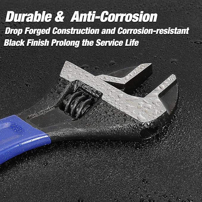 WORKPRO 2-Piece Adjustable Wrench Set, 6-Inch & 10-Inch Wide Jaw Wrenches | Black Oxide Wrench, Cr-V Steel, Metric & SAE Scales, Max Jaw Opening 15/16" & 1-5/16", for Home Repair, Plumbing, Garage Work