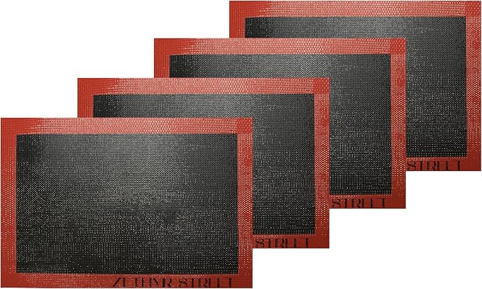 Perforated Silicone Baking Mats for Half Sheet Pan 11x16in, Eclair Silicone Baking Mat, Nonstick Reusable Breathable Air Mat, Heat Resistant, Pack of 4